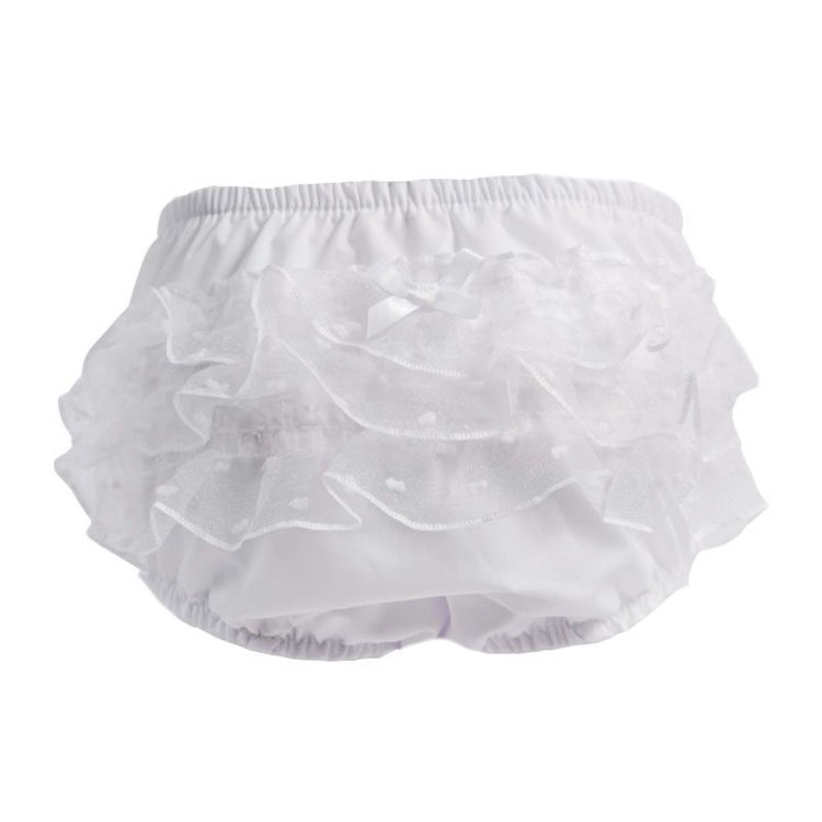Picture of FP24-W: WHITE FRILLY PANTS (0-18 MONTHS)